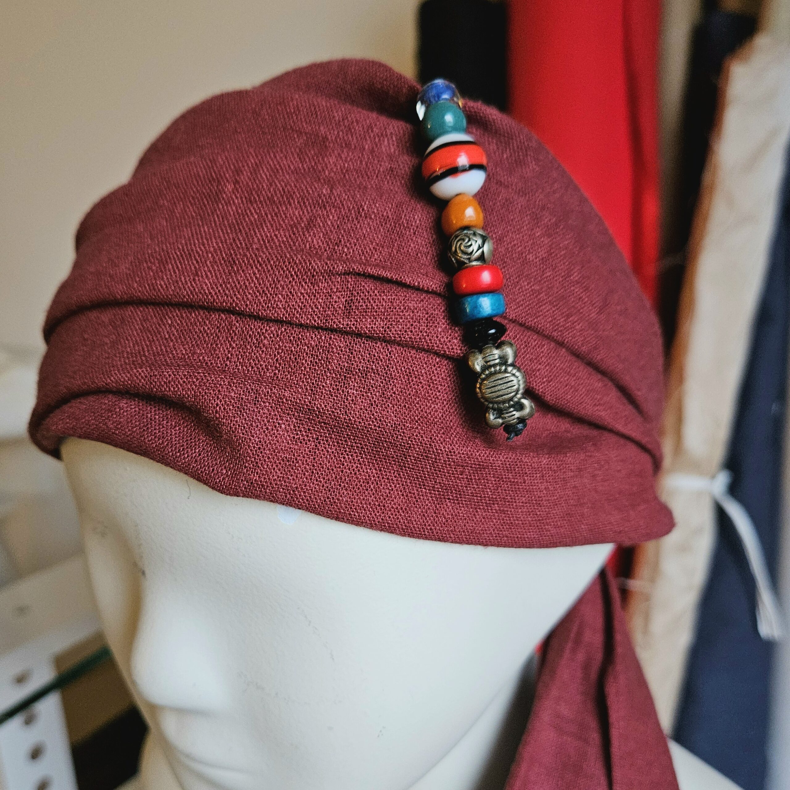 Atelier Spatz Jack Sparrow inspired pirate headband in pure linen with beads