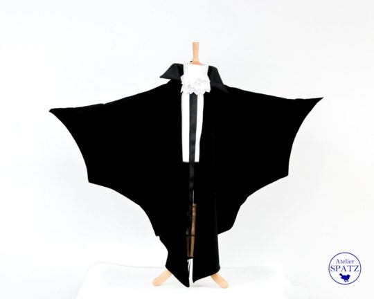 Halloween Dracula Fledermausflügel Cape aus reinem Baumwollsamt | Vampir Kostüm