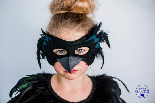 Raven Bird Mask | Black Feather and Felt Mask