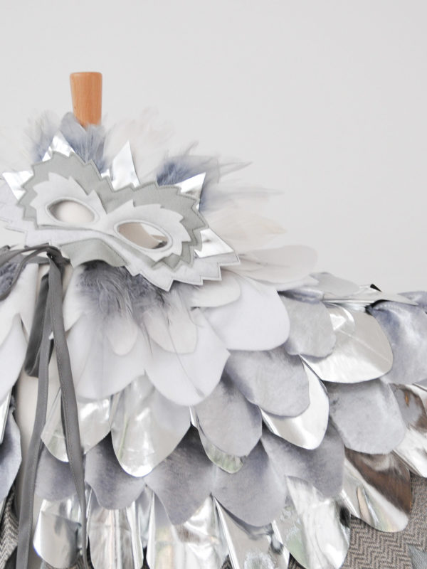 Cape d'oiseau hibou des neiges pour enfants | Costume d'oiseau gris argenté | Harry Potter Hedwig