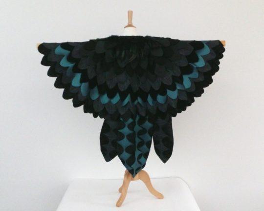 Cape d'oiseau corbeau | Costume d'oiseau corbeau noir