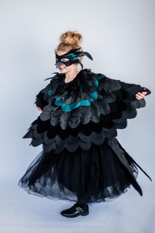 Cape d'oiseau corbeau | Costume d'oiseau corbeau noir