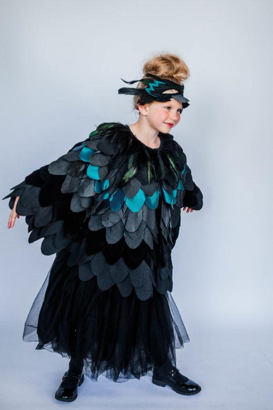 Cape d'oiseau corbeau | Costume d'oiseau corbeau noir