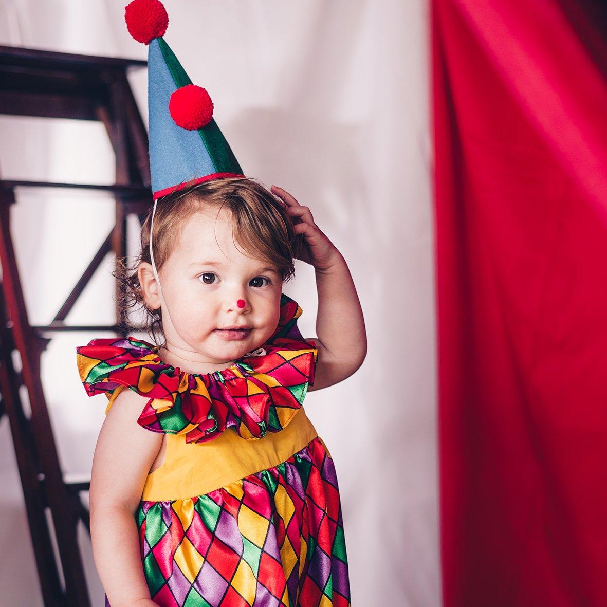 Costume de clown pour bébés et jeunes enfants - Robe à bretelles et chapeau