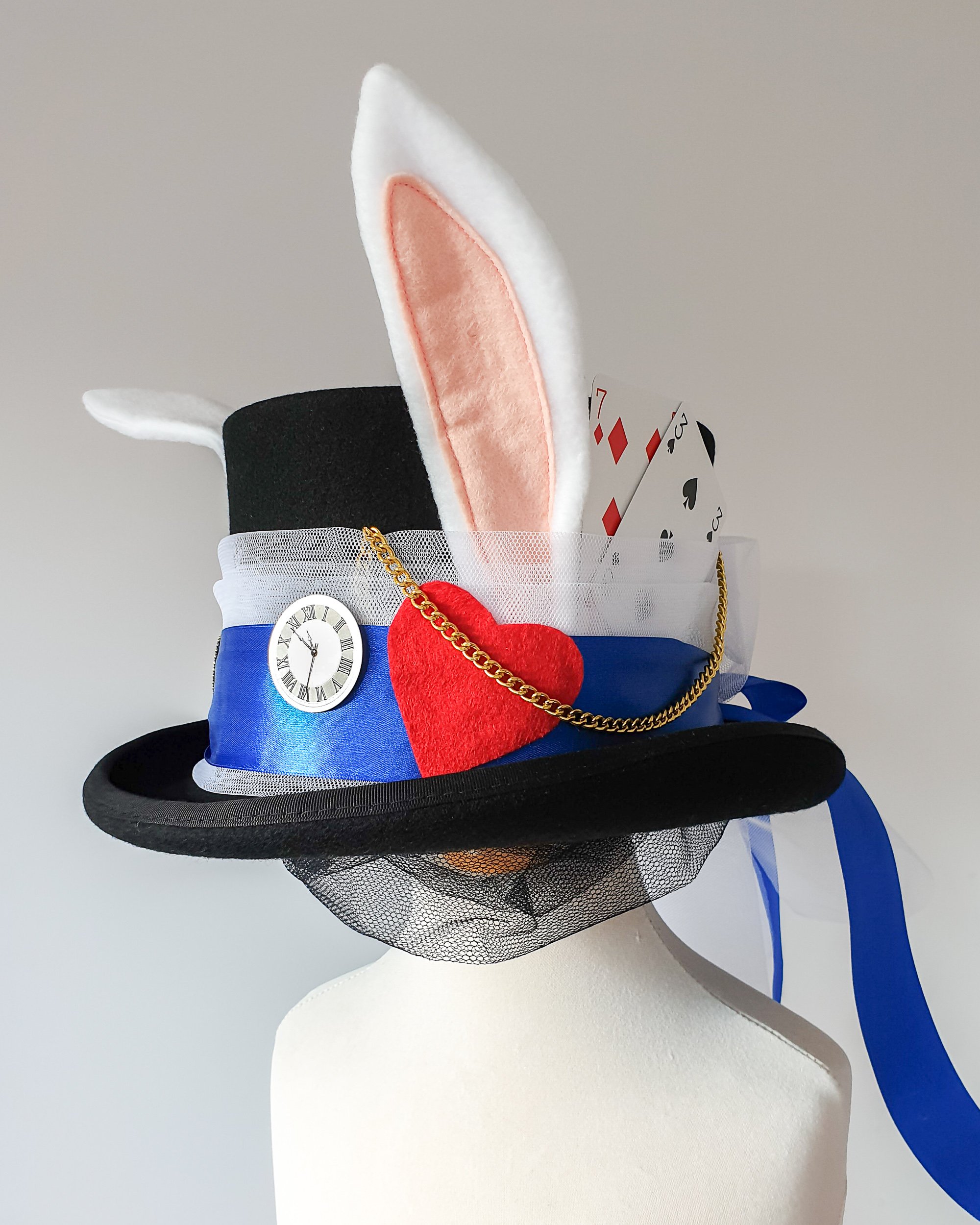 Weißes Kaninchen Zylinderhut für Alice im Wunderland Verkleidung