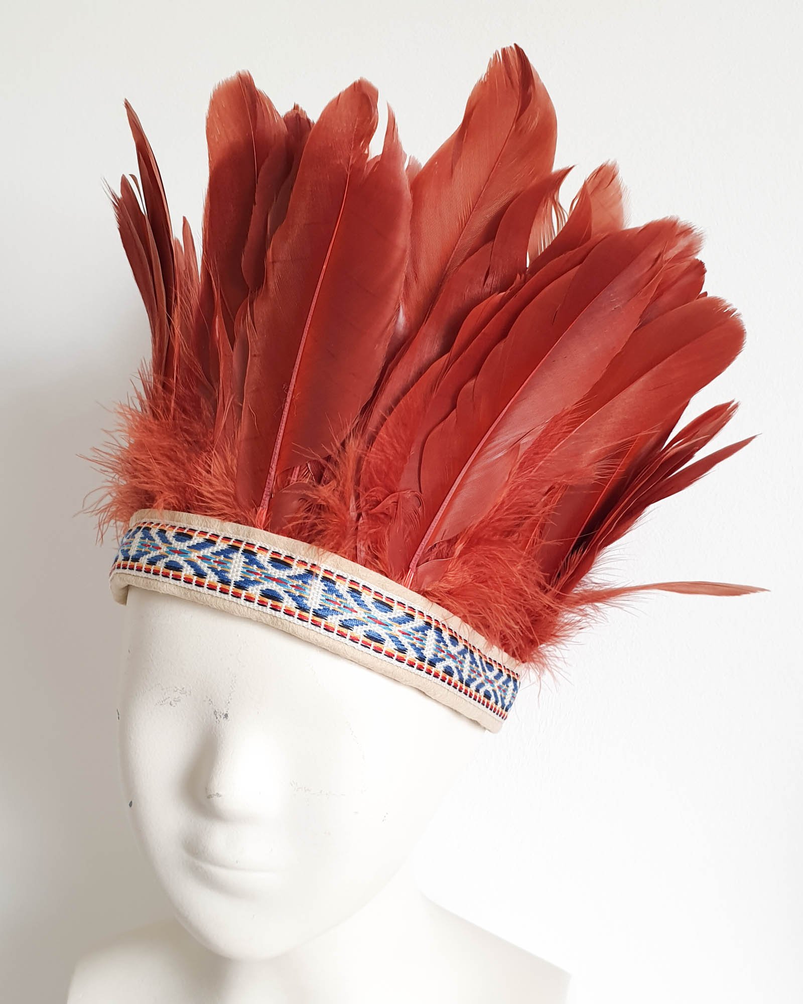 Rust Brown Boho Feather Crown Headdress
